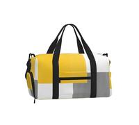 Bloc géométrique Jaune Gris Blanc,Sac de Sport bandoulière à Main, Sac de Voyage Grande capacité pour Femmes et Hommes