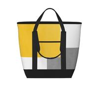 Bloc géométrique jaune gris blanc,Sacs à lunch isothermes de grande capacité pour femmes et hommes