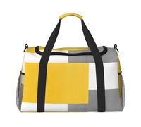Bloc géométrique Jaune Gris Blanc,Sacs de Sport, Sacs de Voyage bandoulière pour Le Sport, Sacs de Voyage Grande capacité pour Femmes et Hommes