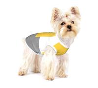Bloc géométrique Jaune Gris Blanc,T-Shirt sans Manches en Coton pour Animaux de Compagnie, Gilet Respirant, Extensible et Doux,L