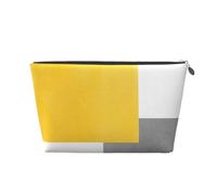 Bloc Géométrique Jaune Gris Blanc, Trousse de Toilette Trousse de Maquillage Sac à cosmétiques Trousse de Toilette de Voyage Portable