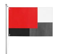 Bloc géométrique rouge, gris, noir et blanc,Drapeau de jardin, bannière décorative, drapeau double face, 2 x 3 pieds, pour extérieur et intérieur