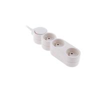 Bloc Home 3 Prises 16A 2P+T avec Interrupteur et fiche extraplate - Blanc - 1,5m - Zenitech