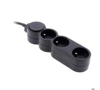 Bloc Home 3 Prises 16A 2P+T avec Interrupteur et fiche extraplate - Noir - 1,5m - Zenitech