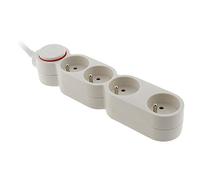 Bloc Home 4 prises 16A 2P+T avec interrupteur Blanc - câble HO5VV-F 3G1 1,5m - avec fiche extraplate