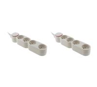 Bloc Home 4 Prises 16A 2P+T avec Interrupteur Blanc - câble HO5VV-F 3G1 1,5m - avec fiche extraplate (Lot de 2)