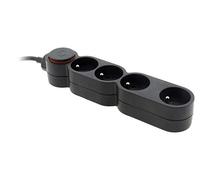 Bloc Home 4 prises 16A 2P+T avec interrupteur Noir - câble HO5VV-F 3G1 1,5m - avec fiche extraplate