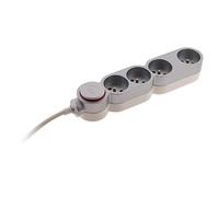 Bloc Home 4 prises 16A 2P+T avec interrupteur Silver - câble HO5VV-F 3G1 1,5m - avec fiche extraplate
