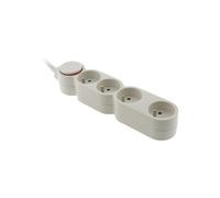 Bloc Home 4 prises 16A 2P+T avec interrupteur et fiche extraplate - Blanc - 3m - Zenitech