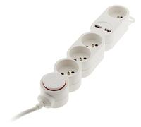 Bloc Home 4 prises et deux USB avec interrupteur et fiche plate (1,5m) - Zenitech
