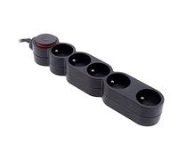 Bloc Home 5 prises 16A 2P+T avec interrupteur et fiche extraplate - Noir - câble HO5VV-F 3G1 1,5m - Zenitech