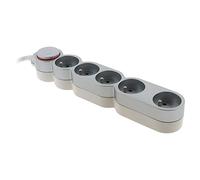 Bloc Home 5 prises 16A 2P+T avec interrupteur et fiche extraplate - Silver - 3m - Zenitech