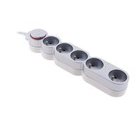 Bloc Home 5 prises 16A 2P+T avec interrupteur et fiche extraplate - Silver - câble HO5VV-F 3G1 1,5m - Zenitech