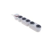 Bloc Home 5 prises 16A 2P+T avec interrupteur et fiche extraplate - Silver - câble HO5VV-F 3G1 1,5m - Zenitech