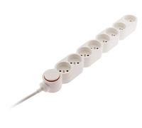 Bloc Home 8 prises 16A 2P+T avec interrupteur Blanc - câble HO5VV-F 3G1 1,5m - avec fiche extraplate