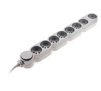 Bloc Home 8 prises 16A 2P+T avec interrupteur et fiche extraplate - Silver - câble HO5VV-F 3G1 1,5m
