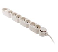 Zenitech Bloc multiprise 8 prises 16A 2P+T avec interrupteur et fiche parafoudre Blanc câble 1,5 m