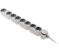 Bloc Home 8 prises 16A 2P+T avec interrupteur et fiche parafoudre - Silver - câble HO5VV-F 3G1 1,5m