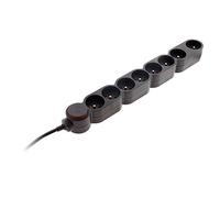 Bloc Home 8 prises 16A 2P+T avec interrupteur Noir - câble HO5VV-F 3G1 1,5m - avec fiche extraplate