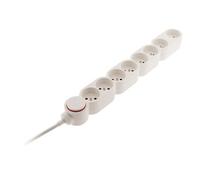 Bloc Home 8 prises 16A 2P+T avec interrupteur Blanc - câble HO5VV-F 3G1 1,5m - avec fiche extraplate