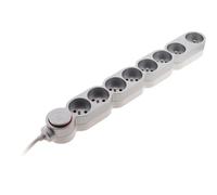 Bloc HOME 8 Prises 16A avec Interrupteur Silver et Parafoudre Câble 1,5m