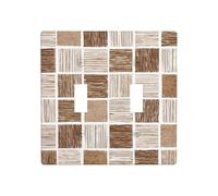 Bloc imprimé vintage bohème marron neutre double gang plaque murale interrupteur décoration taille standard - 11,4 x 11,4 cm