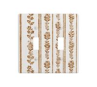 Bloc imprimé vintage marron neutre rayé double gang plaque murale interrupteur décoration taille standard - 11,4 x 11,4 cm