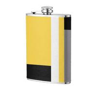 Bloc jaune gris noir blanc,Flasque de poche plate de 8 oz en acier inoxydable 304, idéale pour les activités de plein air.