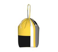 Bloc jaune gris noir blanc， Sac à linge pliable à cordon de grande capacité pour vêtements sales, résistant et durable.