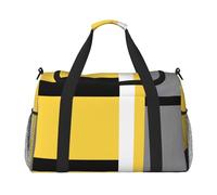 Bloc Jaune Gris Noir Blanc,Sacs de Sport, Sacs de Voyage bandoulière pour Le Sport, Sacs de Voyage Grande capacité pour Femmes et Hommes