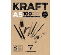 Bloc Kraft Brun A5 - 100 Feuilles - 90g - Clairefontaine