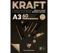 Bloc Kraft Noir A3 - 60 Feuilles - 90g - Clairefontaine