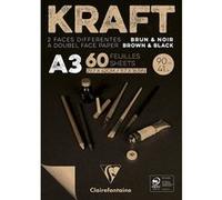 Bloc Kraft Noir A3 - 60 Feuilles - 90G - Clairefontaine Noir G