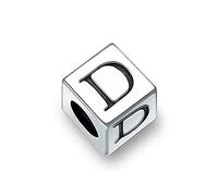 Bloc Lettre Alphabet Initial Charm Bead For Women For Teen .925 Argent Sterling For European Bracelet