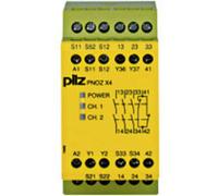 Bloc logique de sécurité PNOZ X4 24VDC 3n/o 1n/c PILZ Tension de fonctionnement: 24 V/DC 3 NO (T), 1 NF (R) (l x H x P) 45 x 87