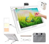 Bloc lumineux A3 pour peinture diamant - Boîte lumineuse rechargeable avec sac de transport, 3 couleurs à intensité variable à 6 niveaux de luminosité, bloc lumineux alimenté par piles pour désherbage