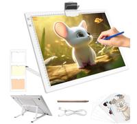 Bloc lumineux A3 pour peinture diamant - Boîte lumineuse rechargeable avec support, 3 couleurs à intensité variable en continu à 6 niveaux de luminosité, alimentation par piles pour désherbage en