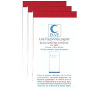 Bloc Maître d'Hôtel - ELVE - 150x85mm - Lot de 3 - 50 Feuillets Dupli Numérotés - Encart de Protection