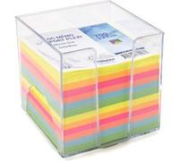 Bloc mémo Waytex 931151 700 notes multicolores 9 x 9 cm avec support plastique transparent Multi couleurs néon G