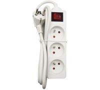Rallonge blanche de 1,4m avec commutateur 16A 3 modules