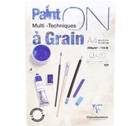 Clairefontaine 975049C Bloc Collé PaintON Multi-techniques - 20 Feuilles Papier Dessin Multi-techniques au Grain Prononcé - Blanc - A4 21x29,7 cm 250g