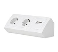 Bloc multiprise 2 prises + 2 ports USB blanc pour cuisine et bureau - Multiprise d'angle de table - Prise encastrable