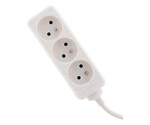 Bloc multiprise 3 Prises 2P+T 16A Blanc - Zenitech | Sécurité Enfant, Câble H05VV-F 3G1mm², 1m de Câble, Certifiée NF, Blanc, Format Compact, Matière Auto-Extinguible