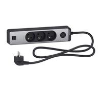 Bloc multiprise 3 prises 2P+T + 2 USB - noir et alu - Schneider