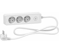 Zenitech SC5ST9331W Rallonge multiprises 3 Prises 2P+T Blanche, Blanc, Câble 1,5m