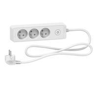 Zenitech SC5ST9331W Rallonge multiprises 3 Prises 2P+T Blanche, Blanc, Câble 1,5m