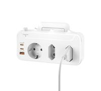 Bloc Multiprise 3 Prises avec Interrupteur Individuel, Prise Multiple Murale Parafoudre et Surtension, PD20W Triplette Prise USB Tourné Horizontalement ou Verticalement, pour Bureau Domicile, Blanc