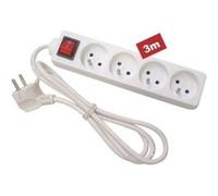 Perel Tools Bloc multiprises 4 prises Type E avec interrupteur – Protection enfants – Câble 3m