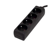 Bloc multiprise 4x16A - 3500W 230V - câble H05VV-F 3x1,5mm² - 1,5m - Noir - Chacon