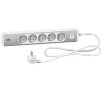 Schneider Electric Multiprise ST935U1WA - 5 prises 2 USB 1,5 m - Blanc/Alu